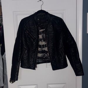 Black Faux Leather Women's Jacket